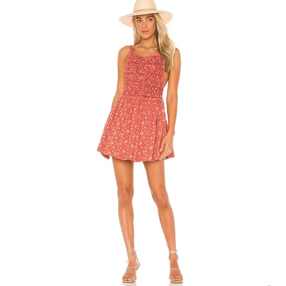 Free People Petunia Backless Mini Dress In Ditsy Floral Print-red In Poppy Combo - Picture 3 of 11